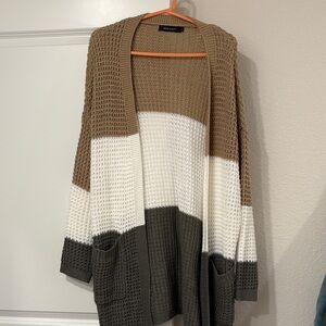 Stylish Colorblock Open Front Cardigan